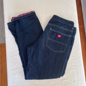 Dickies Women’s Relaxed Fit Flannel Lined Straight Leg Denim Jeans Size 12